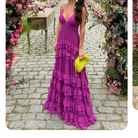 A Line V Neck Purple Gown/Prom Dress - Picture 1 of 4